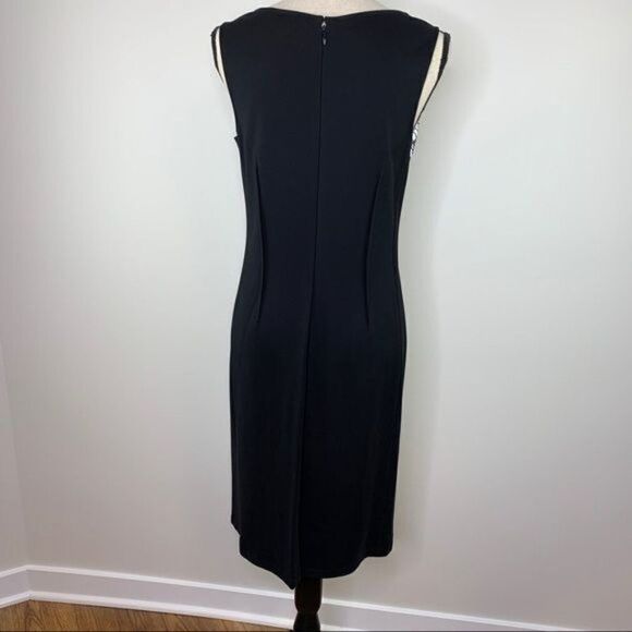 Rickie Freeman for Teri Jon B/W Embroidered Faux Leather Sheath Dress 10 - Picture 8 of 13